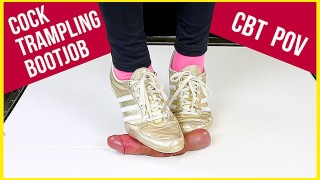 CBT Perspective Of Sneakers And Socks Trampling Bootjob Sockjob Cockbox Cocktable