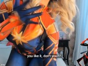 Preview 2 of JOI Cosplay CAPTAIN MARVEL Jerk Off Instruction BBC Big boobs Big ASS