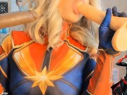 Preview 5 of JOI Cosplay CAPTAIN MARVEL Jerk Off Instruction BBC Big boobs Big ASS