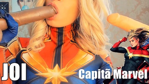 JOI Cosplay CAPTAIN MARVEL Jerk Off Instruction BBC Big boobs Big ASS