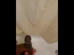 Stroking my BBC in the Shower watch it gro