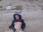 Preview 1 of cute teen pissing on beach ( 6x piss )