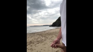 empty BEACH for a GOOD WANK ** phone battery died - No Cumshot **