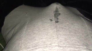 My Stomach Bulge Causes Me To Cum In Grey Sweatpants