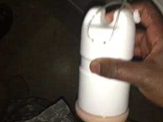 Black Soldier Fucks Fleshlight Toy Vagina and Cums