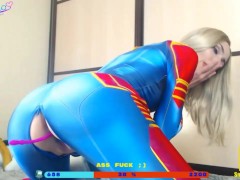 Captain Marvel masturbating and showing sexy soles