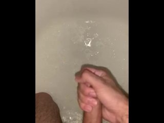Latin masturbates on knees in the tub