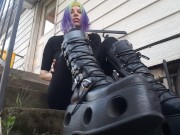 Preview 1 of Cyberpunk goth girl boot worship and spitty soles
