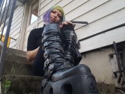 Preview 2 of Cyberpunk goth girl boot worship and spitty soles