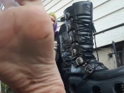 Preview 5 of Cyberpunk goth girl boot worship and spitty soles