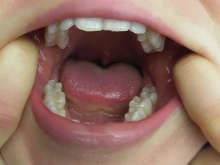 tongue, throat fetish, solo female, teeth fetish