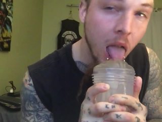 tatted man, toys, eating pussy, webcam