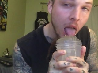 sexy male, tatted man, fleshlight, pussy licker