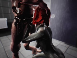 Skyrim Demon and Latex CatsuitWomen in_the Bathroom