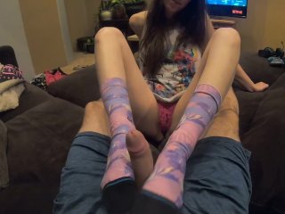 purple socks, exclusive, amateur, feet
