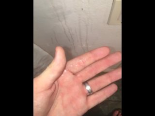 Blowing my white creamy load on the wall