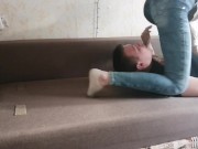 Preview 3 of Reverse Headscissors and Facesitting In Jeans - Smothering - Young Goddess - Clips4Sale store 120987