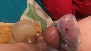 Annoying Ruined Cumshot Dripping Down Her Behind In A Chastity Cage