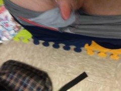 Cleaning my house and got hard as fuck! Showing off FTM cock