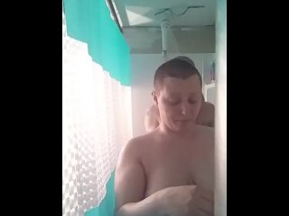 shower, shaved head, fetish, shower scene