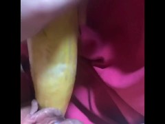 Lonely MILF cums on a squash