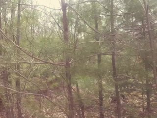 Punk girl pisses on hiking path