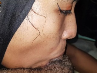 MUSLIM_BLACK HIJAB indian Beautiful Blowjob and cum drinking