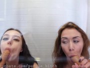 Preview 6 of Horny girls fucking ass to mouth with dildos in the shower . Teaser