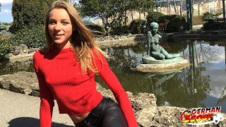 EMILY A GERMAN SCOUT SKINNY COLLEGE TEEN TALKS TO FUCK ON THE STREET CASTING