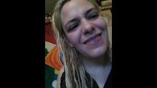 Femdom spits and tells you what a cock whore you are