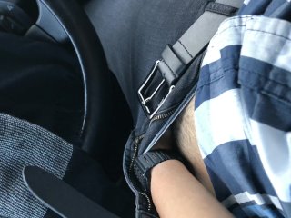 Car Masturbation with Stripped Shirt_and Retro_Watch