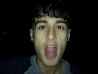 After Stranger Walked away I Chew and Swallow his Cum - Playing with Cum on Tongue