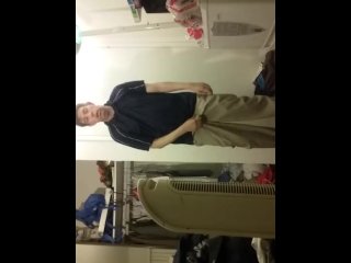 Shaved-smooth sissyboy femboy bisexual male slut strips strokes cock