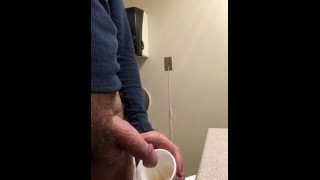 Daddy Chris peeing in a cup