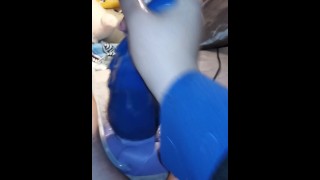 massaging my large kelvin bad dragon with him lube