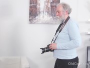 Preview 2 of Old Goes Young - Sexy babe obeys old photographer who tells her to undress
