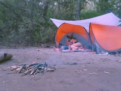 Hot Girl sucked a fat dick in nature. Сhill, Blowjob, Bonfire