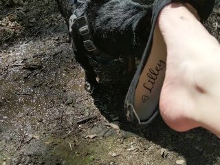 Pixie Nixx in Public, Removing Flats_to Show Her Dirty_Feet in the Woods!