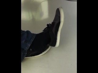 solo male, socked shoeplay, old young, candid shoeplay