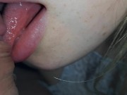 Preview 4 of Extreme close up beautiful gentle Blowjob,rubs cum