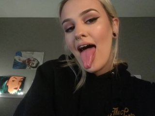 long tongue, amateur, sexy, spit