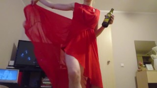 Holiday Tease In Red Dress For A Dirty Naughty Girl