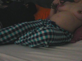 Preggo woman loves to masturbate and orgasm near her husband in bed