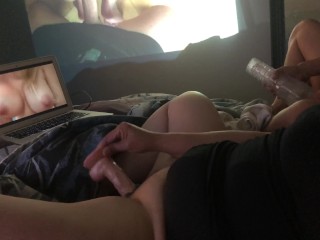 Wall-to-Wall Porn while Masturbating. Typical Playtime Friday for Us!