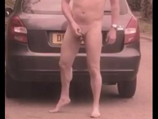british, risky nude wank, amateur, public naked wank