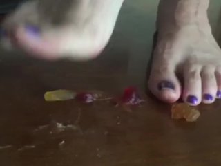 gummy worms, feet, foot fetish, gummy bears