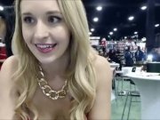 Preview 1 of Ginger Banks Playing with her Pussy Under the Table at a Fan Expo!