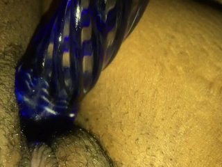 Cunt playing with her pussy with a glass dildo ~ Matta Harii