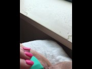 Preview 2 of Solo pussy squirt with vibrator in Boston hotel