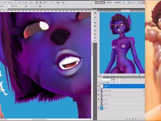 蝙蝠女孩无尽艺术流 3d 动漫插图